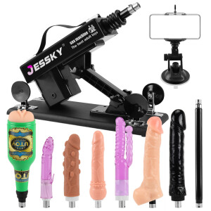 Adjustable Sex Machine, Adult Sex Toys With 8 Attachments Male Masturbators Realistic Dildos 3xlr Connector Automatic Thrusting Fucking Machines For W